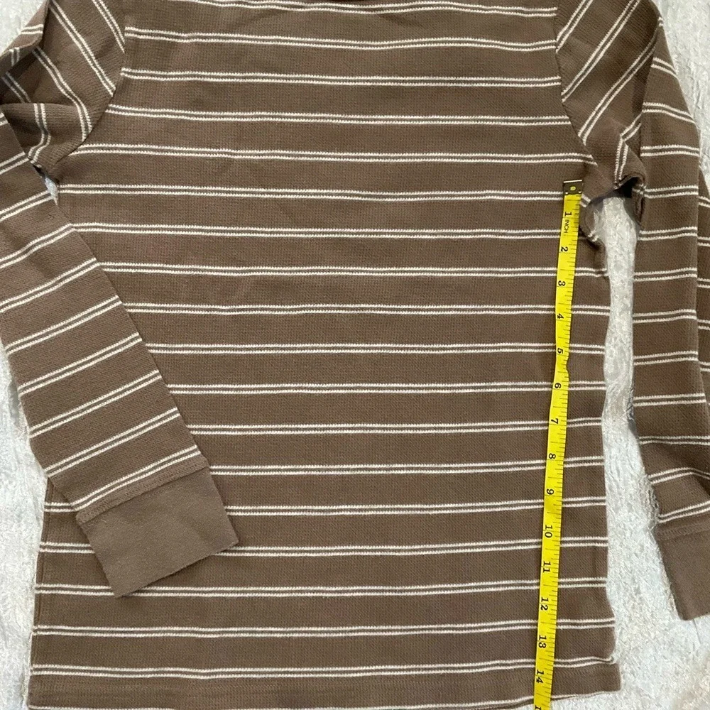 The Childrens‎ Place Boys Brown White Striped Waffle Knit Thermal Shirt L 10/12